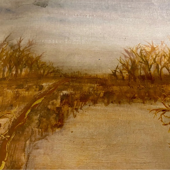 Rustic Autumn Landscape Watercolour Painting Handmade Original Art Water & Trees - Picture 2 of 9